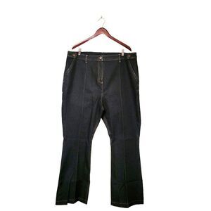 Anthology Denim Womens Pants Blue 20 Plus Size Wide Leg Front Seam Dark Rinse